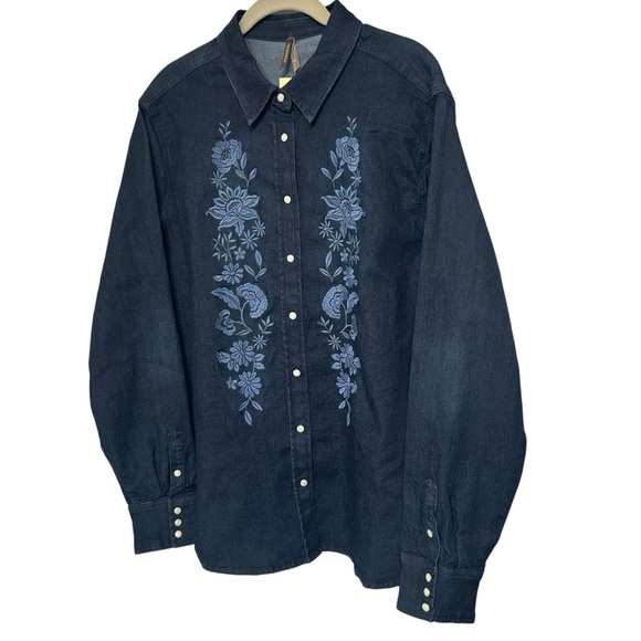 NWT Stetson Embrodiered Dark Denim Snap Front Shirt Sz XL - Picture 3 of 14